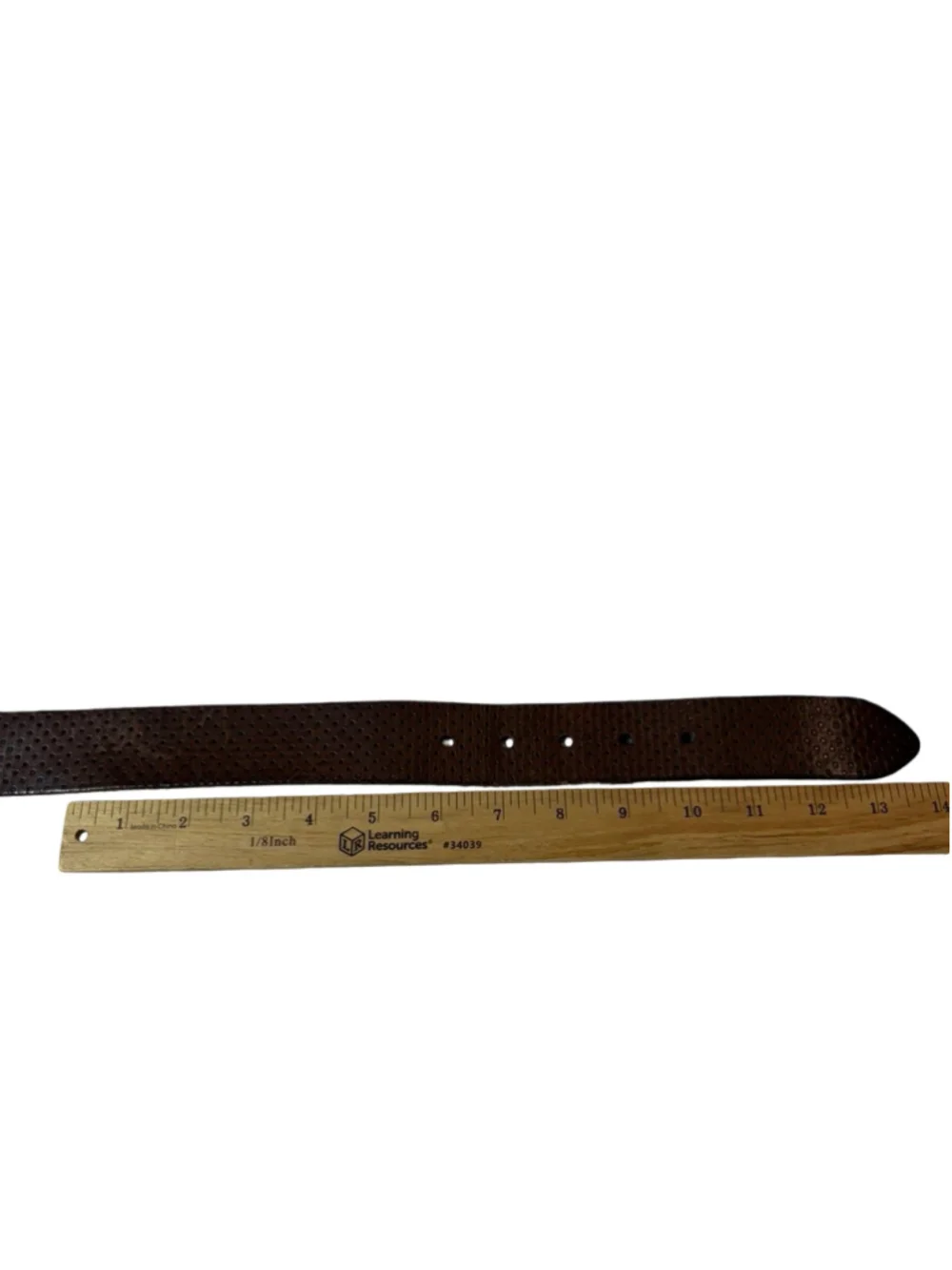 Fossil Men’s Brown Perforated Genuine Leather Belt Brass Buckle Size 38/95
